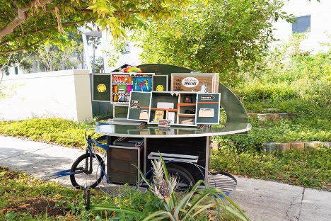 a bicycle powered mobile art display
