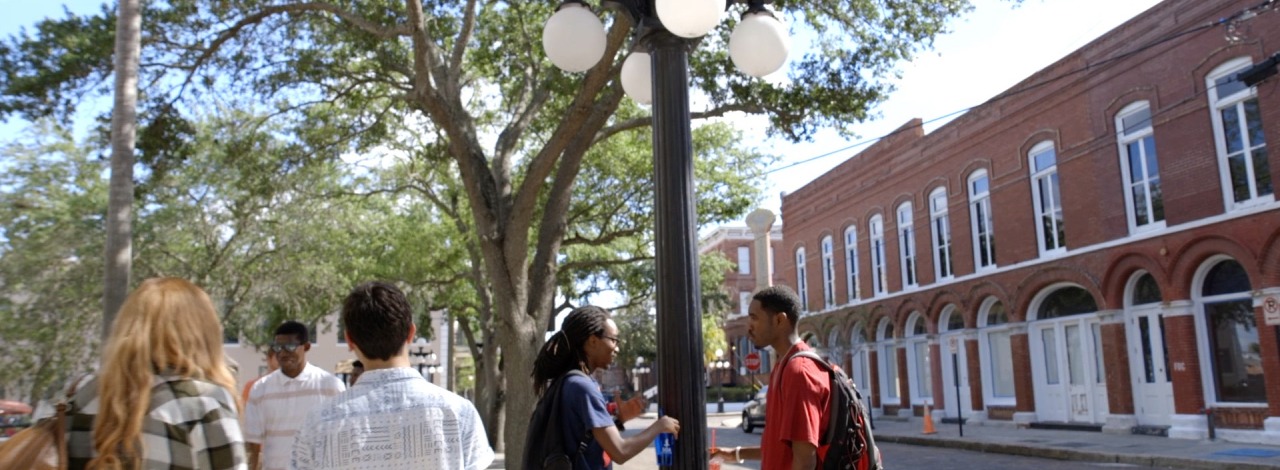 candid shots of students on the Ybor City campus
