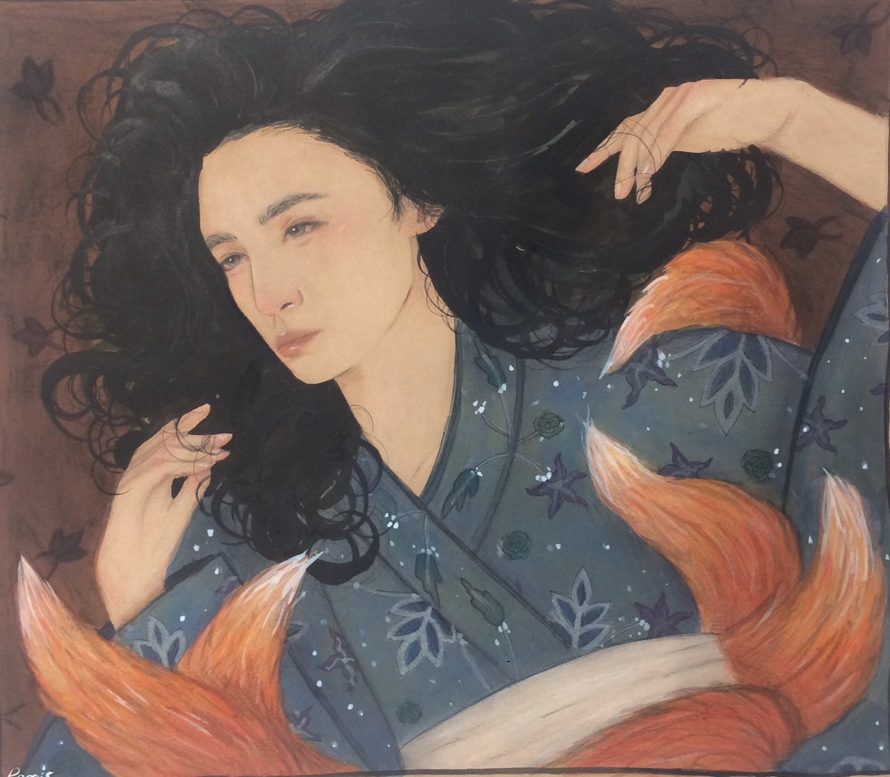 Painting of woman in dress.