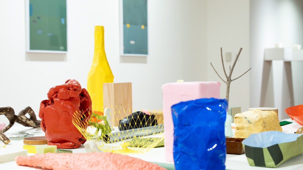 Colorful ceramic objects on a table