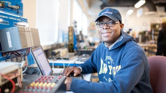 Student with laptop