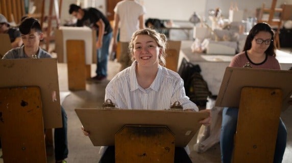 Students in drawing class