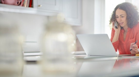 Woman working remotely