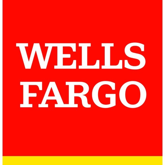 red and yellow box that reads wells fargo. 