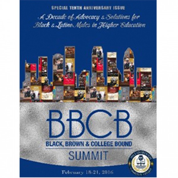 BBCB summit program cover – blue background, white silver text, silhouette of Tampa's downtown skyline filled in with photos of past program covers