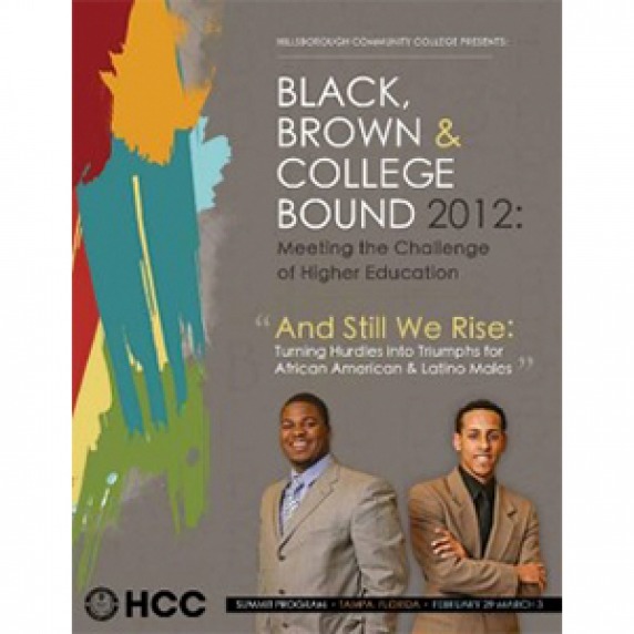 BBCB summit program cover – gray background with colorful paint streaks on the left, two black men in suits standing and smiling