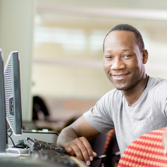 Student working at computer