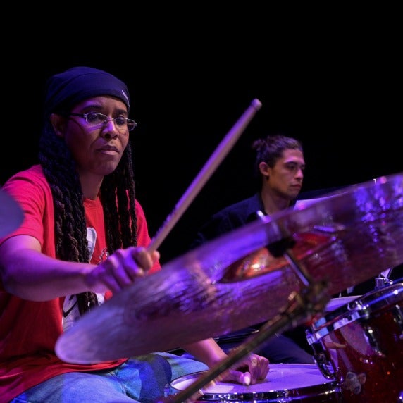 Closeup of drummer