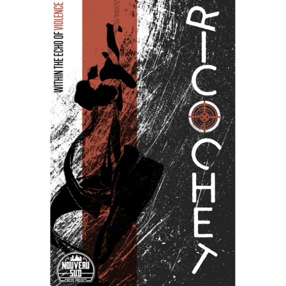 A poster with white, black, and red with the stylized word Ricochet 