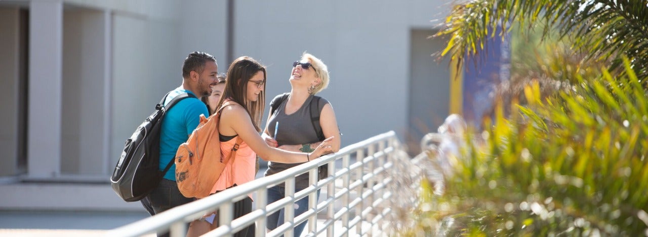 Students laughing on campus