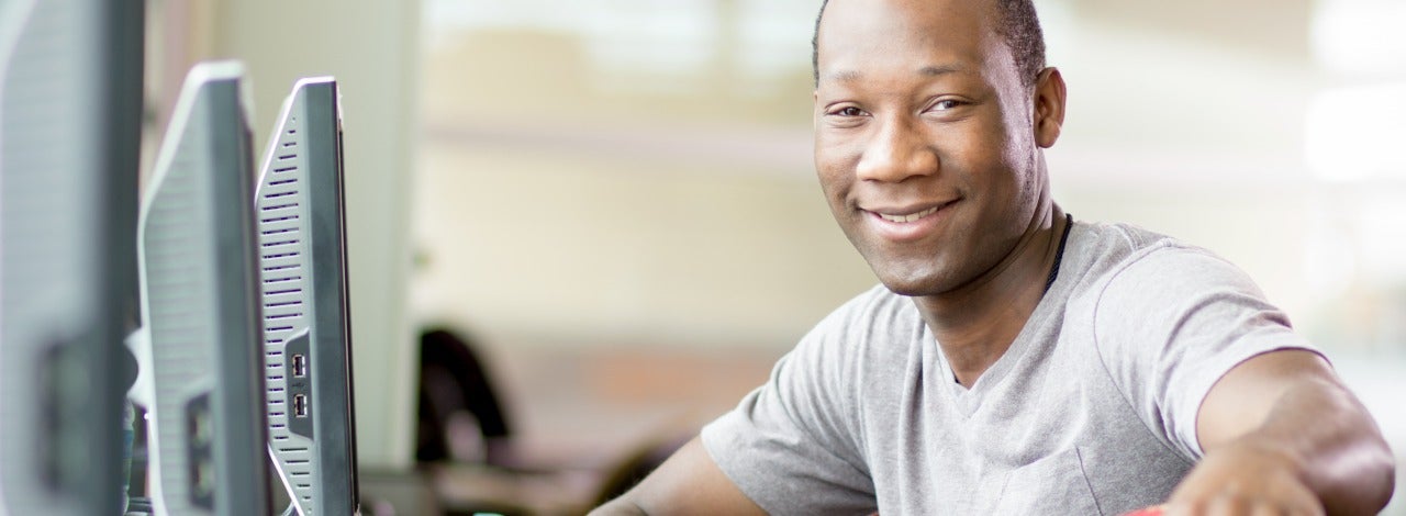 Student working at computer