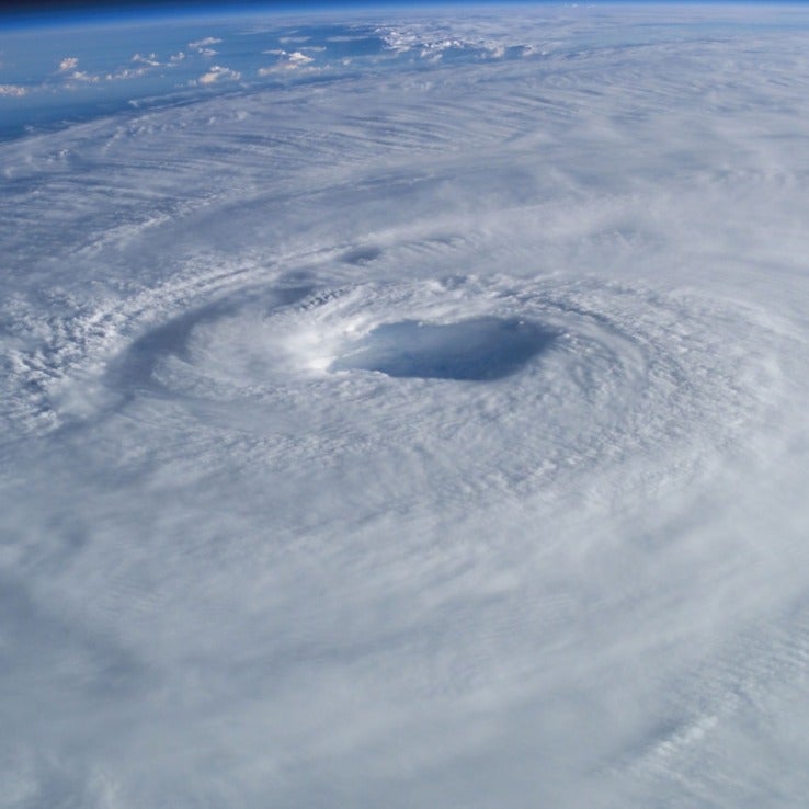 Eye of hurricane seen from above